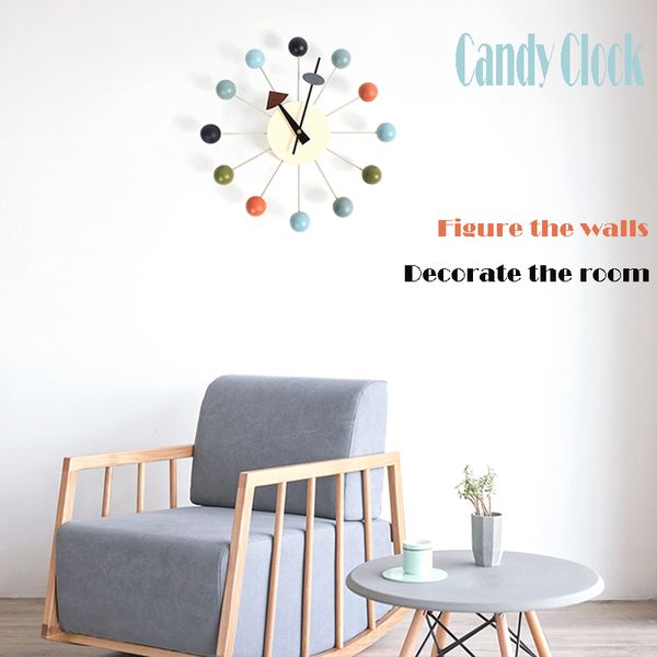 

new decor wall clock watch quiet wall clocks quartz needle popular fashion wooden ball clock decor living room and kid room