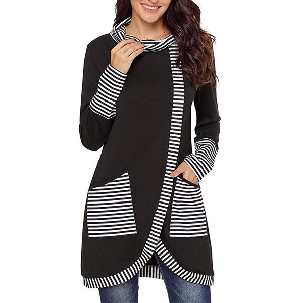 

plus size long sleeve t shirt women 2018 vintage patchwork pockets t-shirt streetwear korean woman clothes womens clothing, White