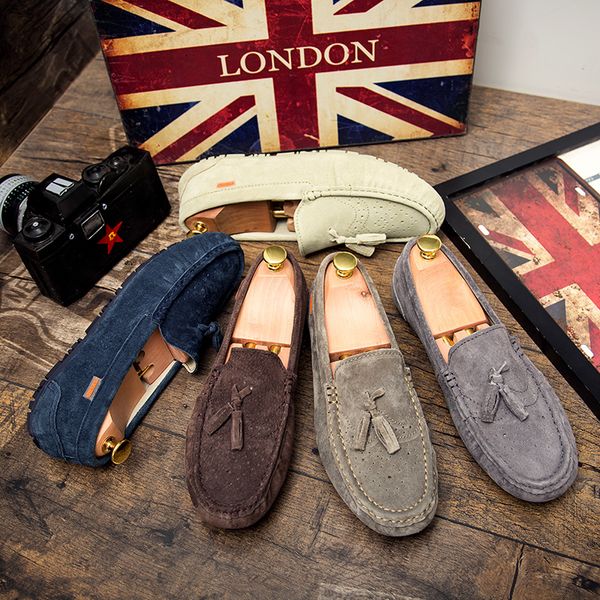 

tassel loafers fashion casual slip on driving shoes summer breathable hole moccasins man boat shoes non-slip hard-wearing 2020, Black