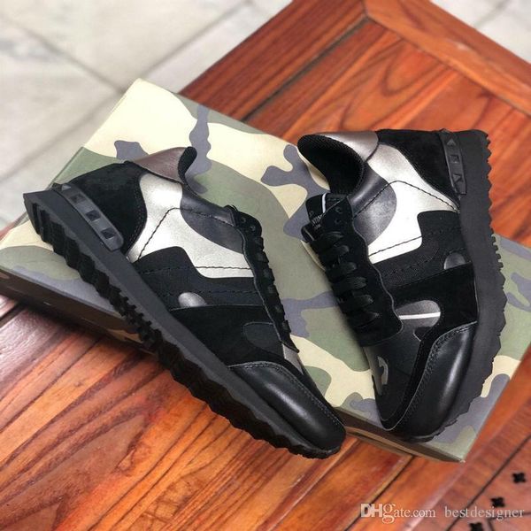 

fashion rivet camouflage sneakers men and women flat shoes luxury designer ace casual shoes size 36-46, Black
