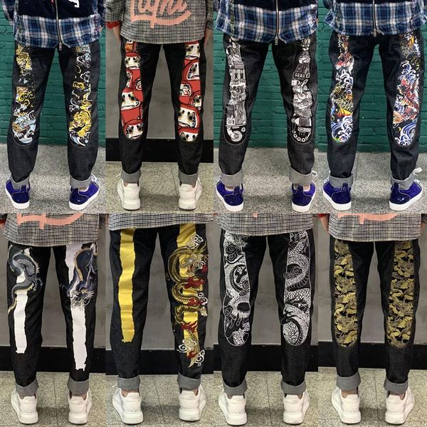 

new 20ss brand jeans mens jeans men denim black jeans for men embroidery pants fashion holes trousers size 27-40, Blue