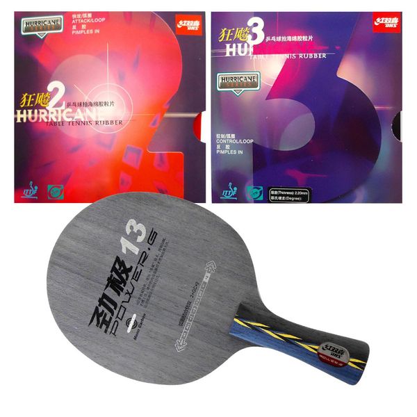 

pro table tennis pingpong combo racket dhs power.g13 pg13 pg.13 pg 13 with dhs hurricane2 and hurricane3 long shakehand fl