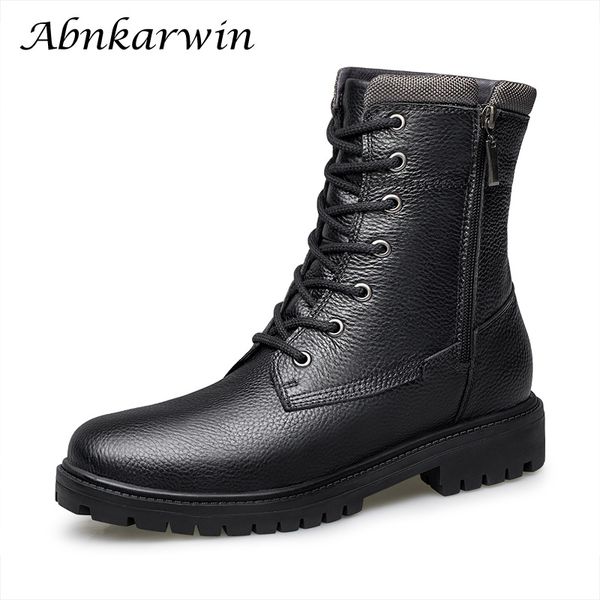 

genuine leather mid-calf solid black winter mens boots high boot men botas invierno hombre cuero coturno masculina botte homme