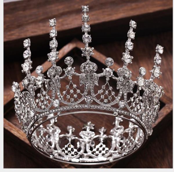 

rejuvenated queen baroque silver bride's whole ring marriage crown diamond crown headdress style, Slivery;golden