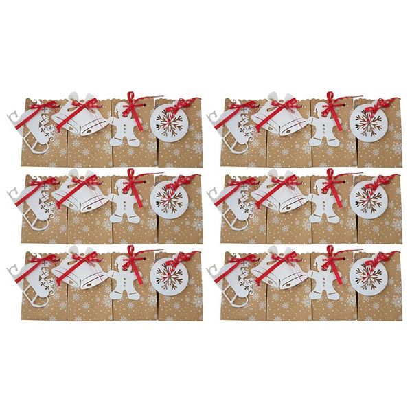 

24pcs christmas bags kraft paper bags goodie for christmas party decoration q1qc