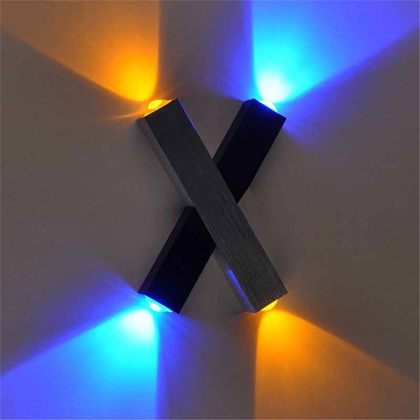 

indoor 4w led wall light creative x-shape aluminum wall sconce ac85-265v living room bedside stair lighting home decor lamp