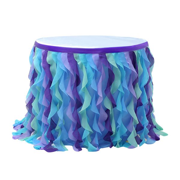 

spiral mesh tulle table skirt party wedding birthday party decoration table skirt tableware cloth home decor table skirting