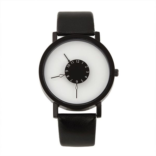 

minimalist synthetic leather analog quartz couple wrist watch, Slivery;brown