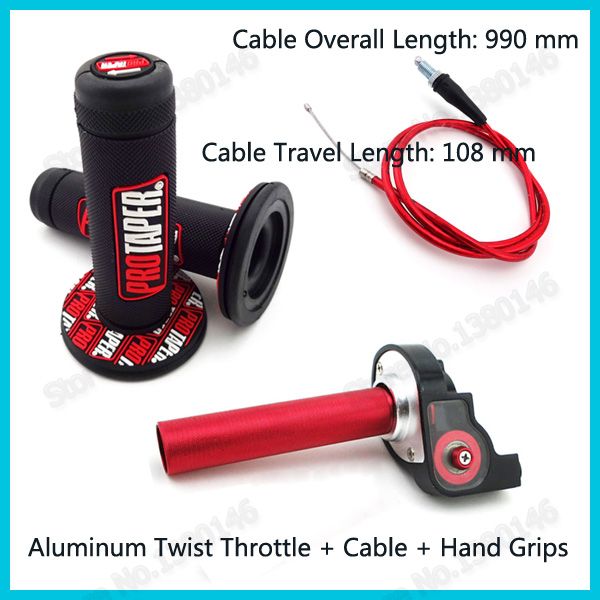 

red aluminum twist throttle cale handle hand grips for pit dirt trail bike xr50 crf50 ssr klx110 ttr motorcycle