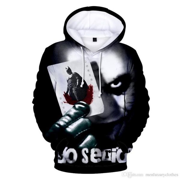 

printed hoodies mens clothing teenager boy hooded designer sweatshirts joker clown 3d, Black