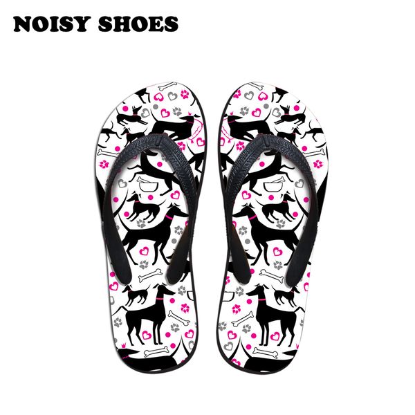 

noisydesigns women flip flops with greyhound dog printing ladies personalized summer casual beach sandals slipper dropshipping, Black