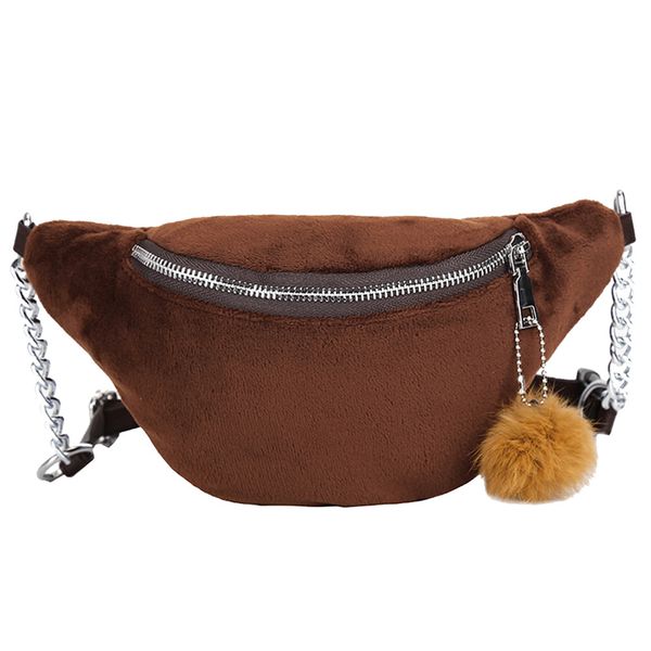 

sleeper #501 2019new fashion neutral sport plush waist bag hairball messenger cross body bag chest solid soft ing