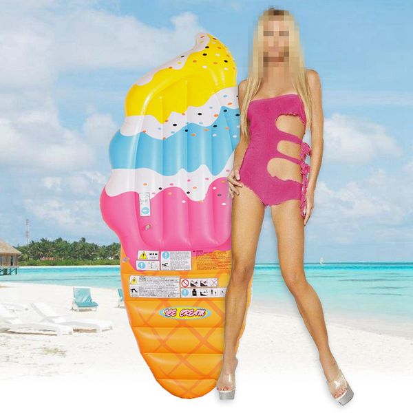 

180cm inflatable float swimming pool accessories ice cream inflatable raft pvc water float air mattress piscina toy for adult
