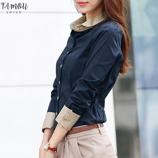 

korean women shirts office lady slim plus size chiffon blouses casual long sleeve blusa patchwork spring blouse 5xl, White