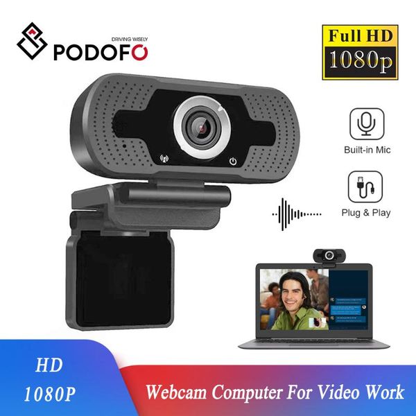 

podofo full hd 1080p webcam computer lapcamera with microphone for live broadcast video calling conference work car