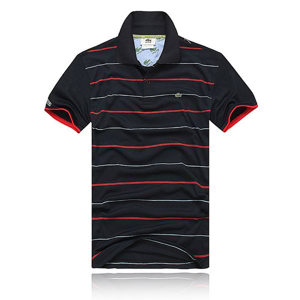 

brand designer men's wear down collar short sleeves striped mens polo shirts contrast color designer regular tees casual mens, Gray