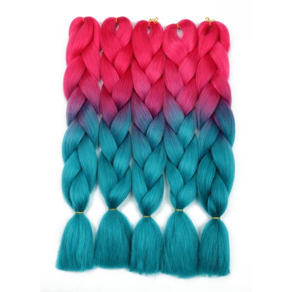 

two tones colors ombre jumbo braids 24inch 5pcs/lot synthetic jumbo braiding hair extensions kanekalon high temperature fiber 100g wholesale, Black
