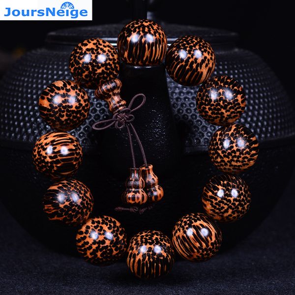 

joursneige authentic snake scales wooden bracelets buddha beads size 20mm wood old material high density hand string jewelry, Golden;silver