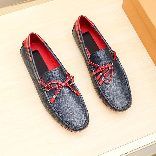 

new high-quality designer men's leather casual shoes soft casual bow leather driving shoes comfortable sliding heel moccasins with orig, Black