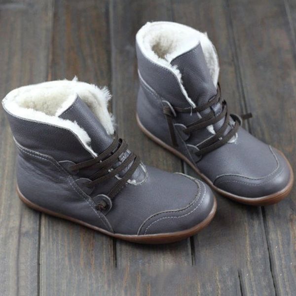 

women's warm non-slip boots shoe for ladies retro short boots footwaer winter flat casual shoes woman warmer hiking snow, Black