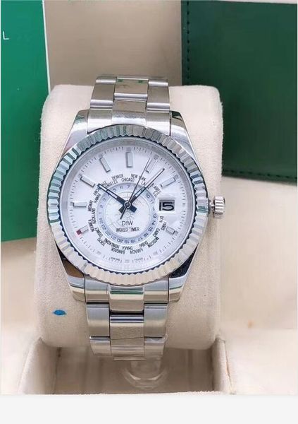 

7 colors new fashion mens luxury watch automatic movement wristwatch stainless steel strap men mechanical watches mens sports watch, Slivery;brown