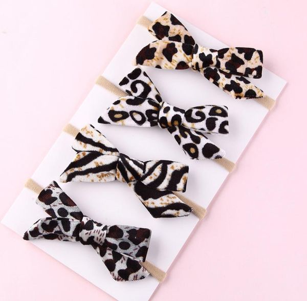 

trendy 2.8" leopard fabric bow headband girls animal print hair bow headbands nylon headband hair accessories 36pcs/lot, Slivery;white