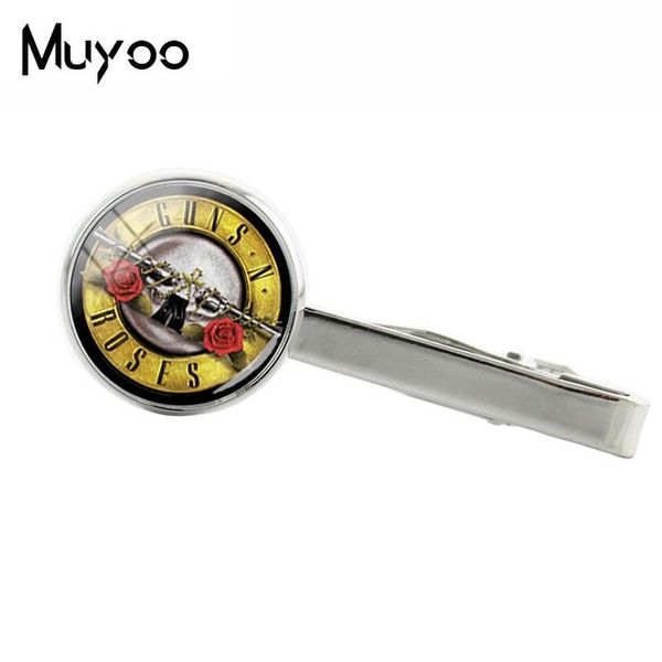 

new fashion guns n roses tie clip rock and roll band clip silver glass dome jewelry clips