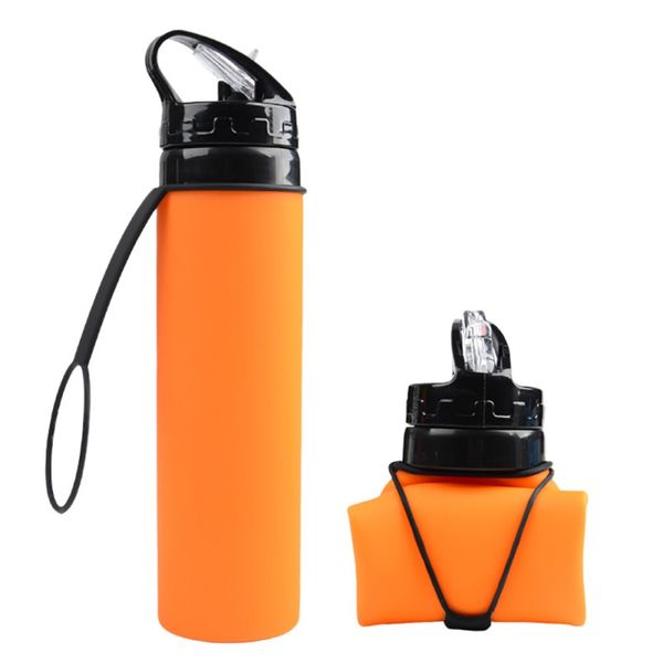 

600ml for hiking bottle outdoor camping portabel silicone folding drinking water bag children stretching plastic kettle