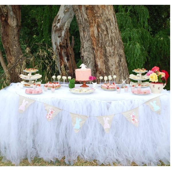 

90x80cm tulle tutu table skirt tableware wedding party xmas baby shower birthday decor