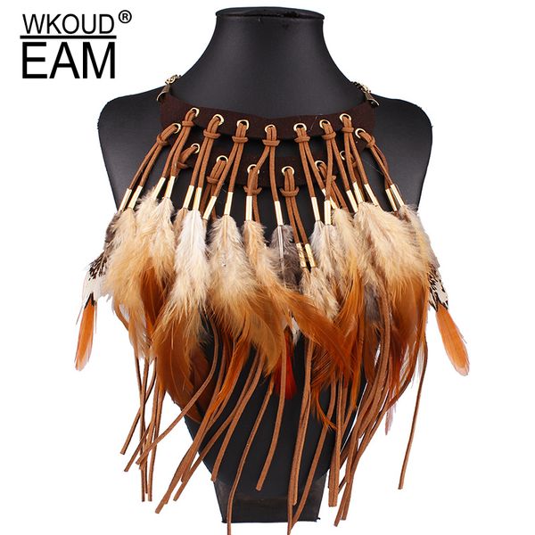 

wkoud eam 2019 feather tassels split joint alloy ribbon hollow out necklace female fashion accessories party gift 6#js572, Silver