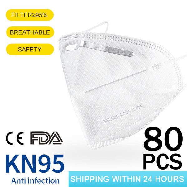 

80pcs n95 ce certification mouth face mask dust anti infection kn95 masks pm2.5 anti-fog protective respirator reusable