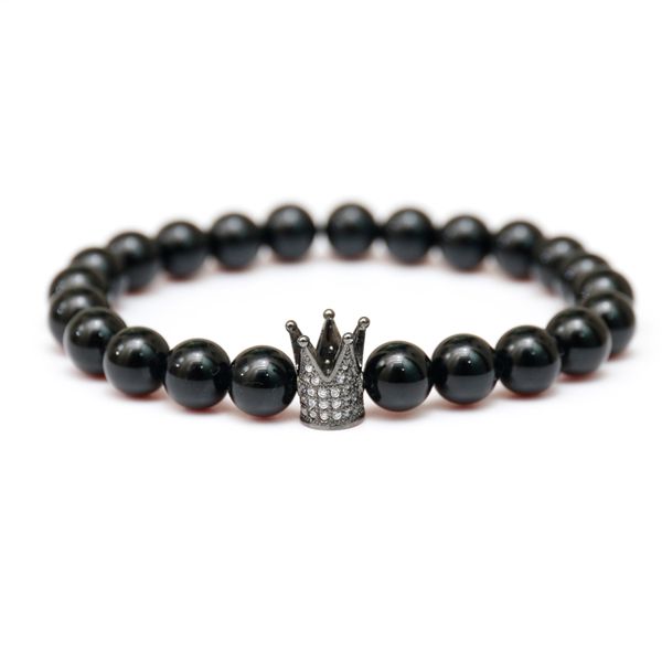 

matte black agate crown bracelet men and women fashion popular simple jewelry