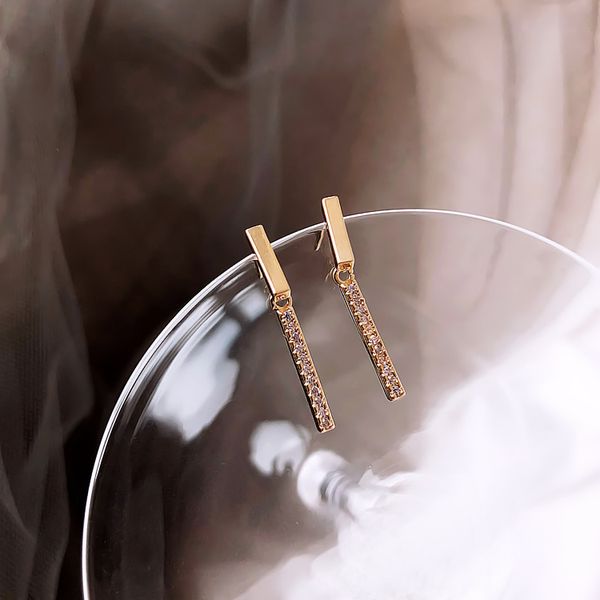 

s925 серебряная игла корейский стиль light luxury diamond drop серьги серьги падения женщин темперамент богиня-style fine слово серьги, Golden