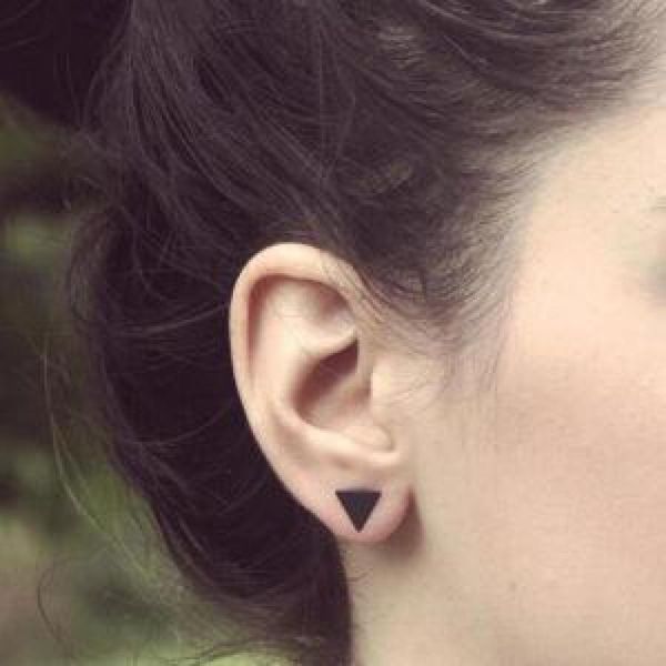 

earings fashion jewelry black silver color alloy punk triangle round flash stud earrings for women gifts jewelry gold color, Golden;silver