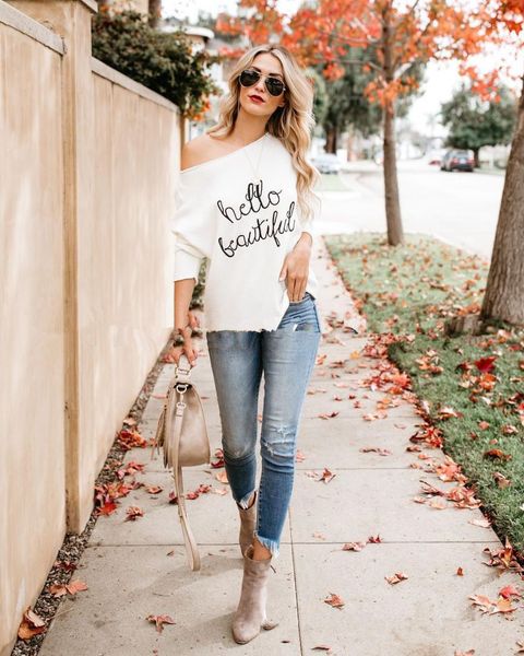 

casual womens sweaters letter print long sleeve women autumn winter warm ladies clothing slash neck, White;black