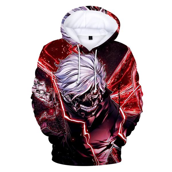 

latest tokyo ghoul anime horror 3d hoodies pullover men women hoodie hoody casual long sleeve 3d hooded sweatshirts clothes, Black