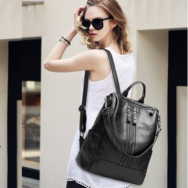 

ladies backpack 2020 new bag star same fashion lady leather bag sheepskin backpack lady