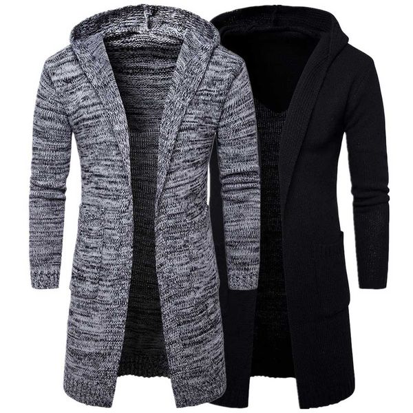 

yjsfg house 2018 men autumn sweater knitted male cardigan long sleeve sweaters mens winter casual korean hooded cardigans, White;black
