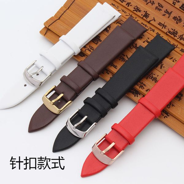 

surface strap, dermal strap, smooth and soft, thin 8mm12mm 14mm 20mm red, black and brown fittings, gold buckle, Black;brown