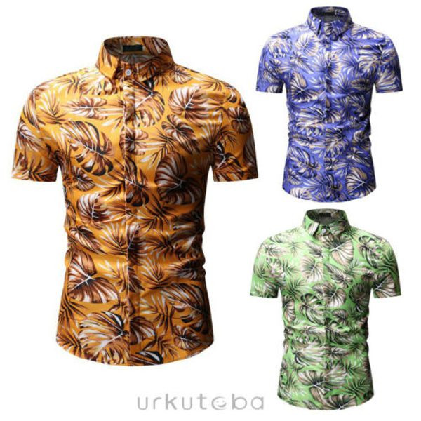 

new men hawaiian shirt aloha party holiday vocation beach casual tropical, White;black