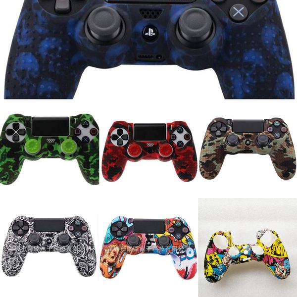 

pbzat dualshock gamepad cover case skin for grip 4 ps4 ps4 pro slim console controller &stick silicone caps anti-slip joystick cover