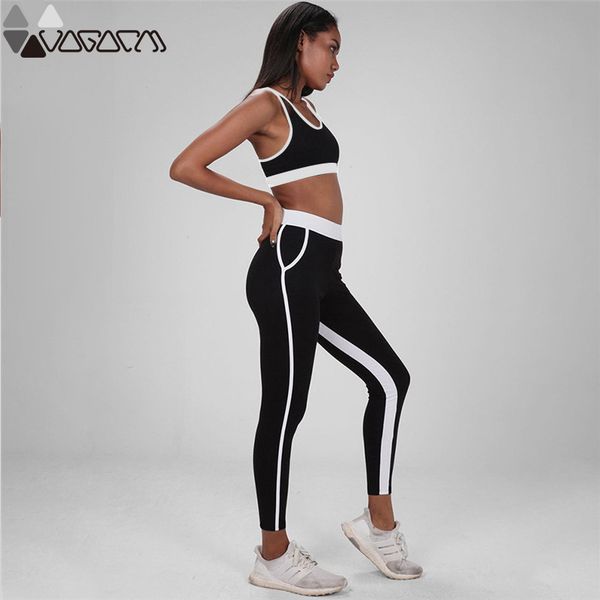 

women fitness yoga suit set black blue backless mesh sports vest bra high elastic workout leggings gym jogging yoga clothing set, White;red