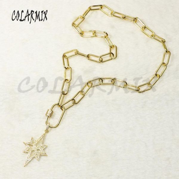 

3pcs fashion star necklace star accessories zircon jewels keep color necklace big link chain for women 50350, Silver