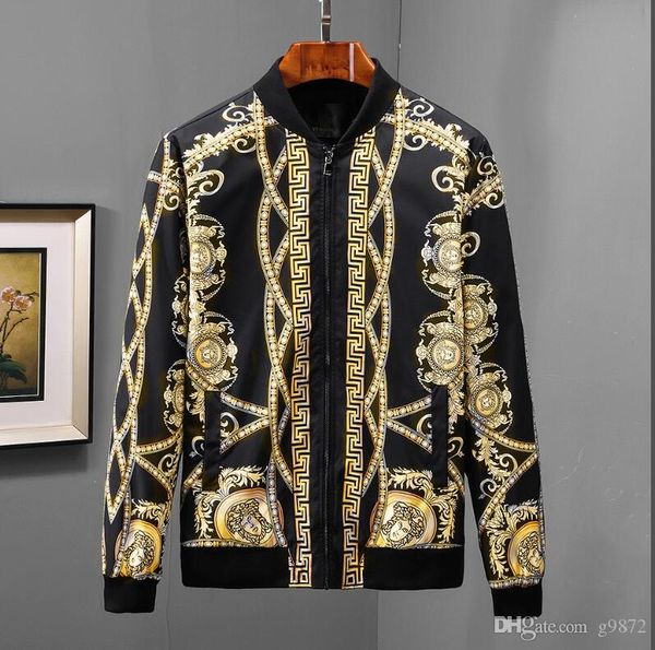 

2019the newcasual jacket long-sleeved cotton men's jacket zipper pocket animal print m-3xl quality assurance wholesale#1125, Black;brown