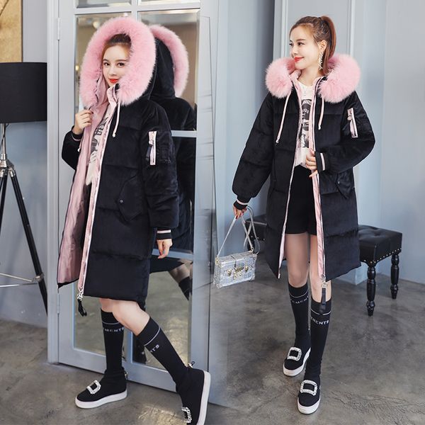 

2020 new arrival european style winter jacket women hooded with fur warm thicken womens x-long coat 3xl female parka parkas, Black