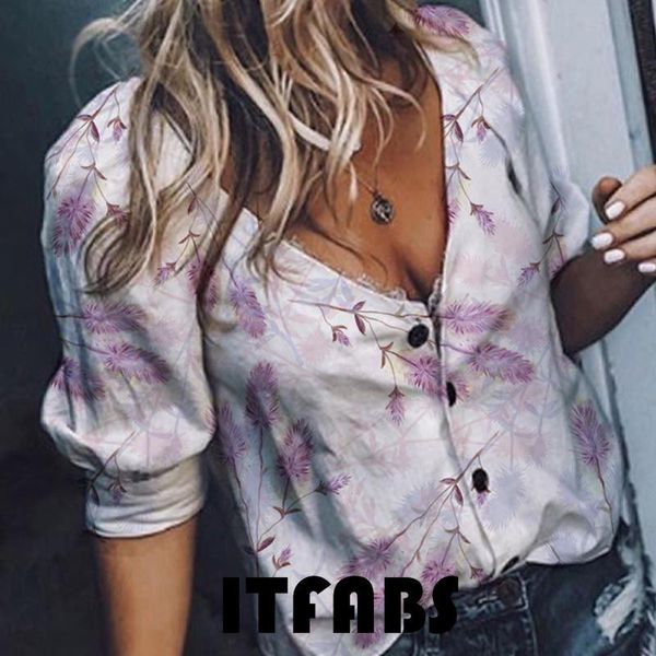 

summer autumn 2018 plus size 2xl white floral shirt female long sleeve shirt fashion bodycon leisure casual blouse