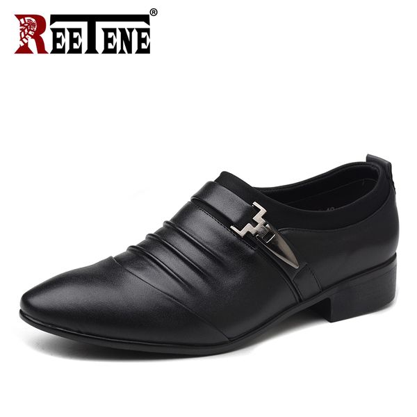

reetene business work soft men shoes fashion classic gentleman men dress shoes comfortable breathable basic size 38-48, Black
