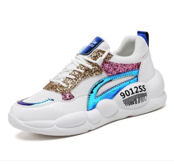 

горячая женская новая 2019 блестками сетка дышащая и удобная повседневная обувь низкие топы и квартиры размер 35-40, Black