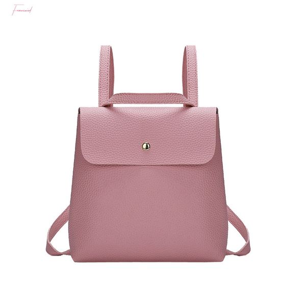 

fashion pu leather shoulder bag women girl pure color leather mini school bag shoulder bag hasp yy