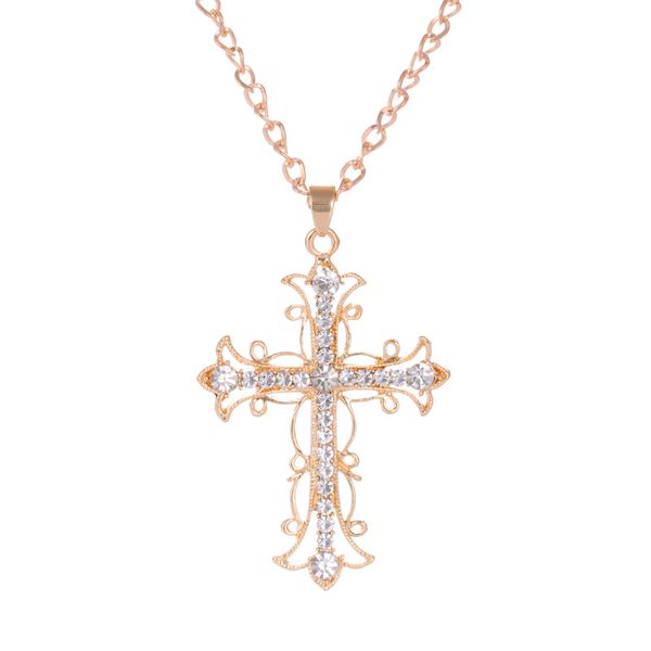 

5pcs Hip Hop Catholic Big Cross Pendant Necklace Rhinestone Long Necklace Pendants for Women Jewelry gifts